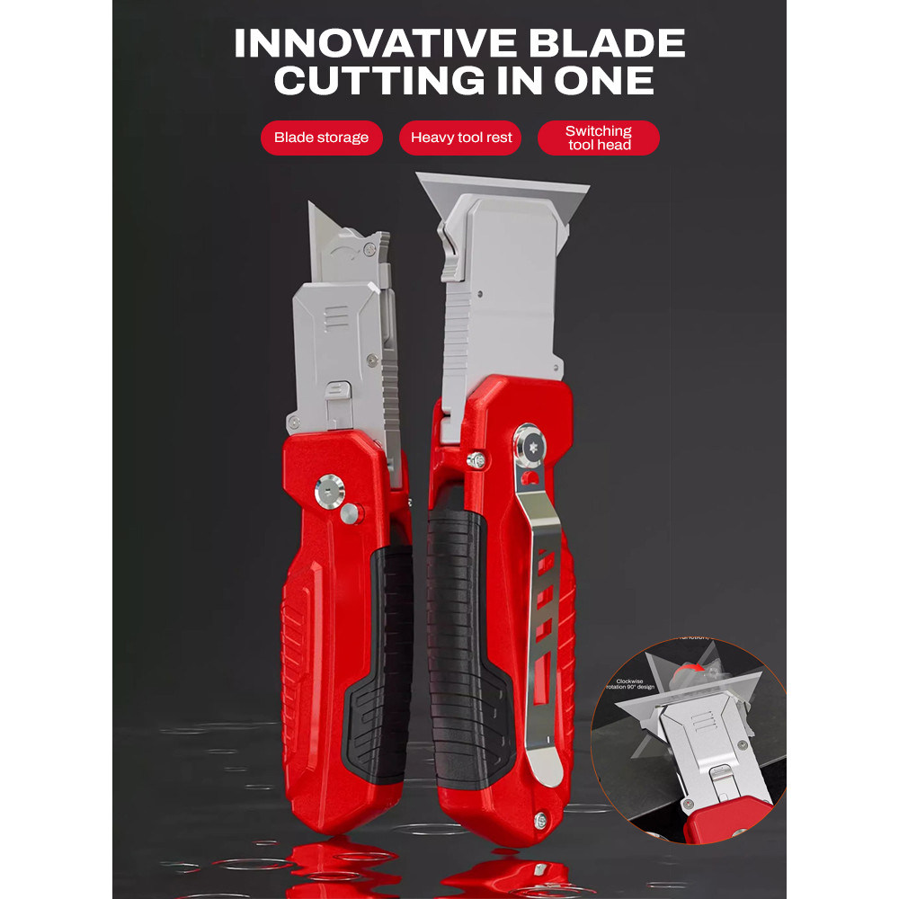 

Multifunctional Utility Knife Retractable Sharp Cut Heavy Duty Steel Break Blade Paper Cut Electrician Utility Knife 3 Blades