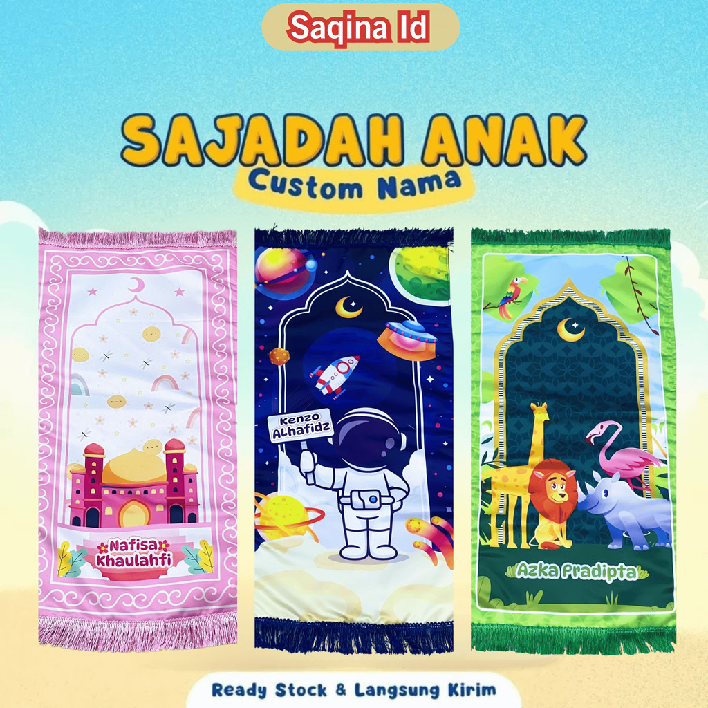 Sajadah Custom Anak-Anak Premium Tebal Busa Eksklusif Hadiah Anak Sajadah Tebal Premium Kado Sajadah