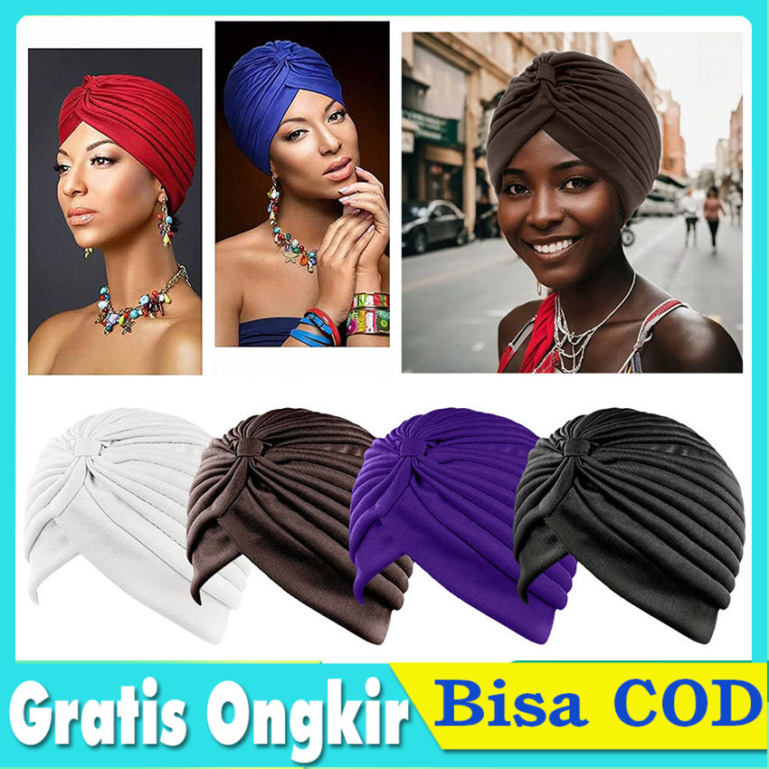 Turban Jersey Instan Elegan Model Korea - Kerudung Muslim Modern Warna Netral Sampai XL untuk Wanita