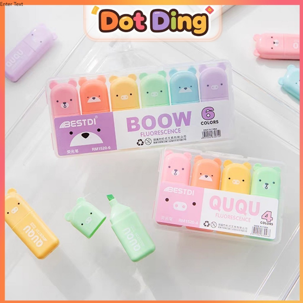 

[DOTDING] ‌6pcs/lot Spidol Warna Kreatif Desain Unik Highlighter Mainan Anak Alat Gambar Graffiti Perlengkapan Stationery Bujo