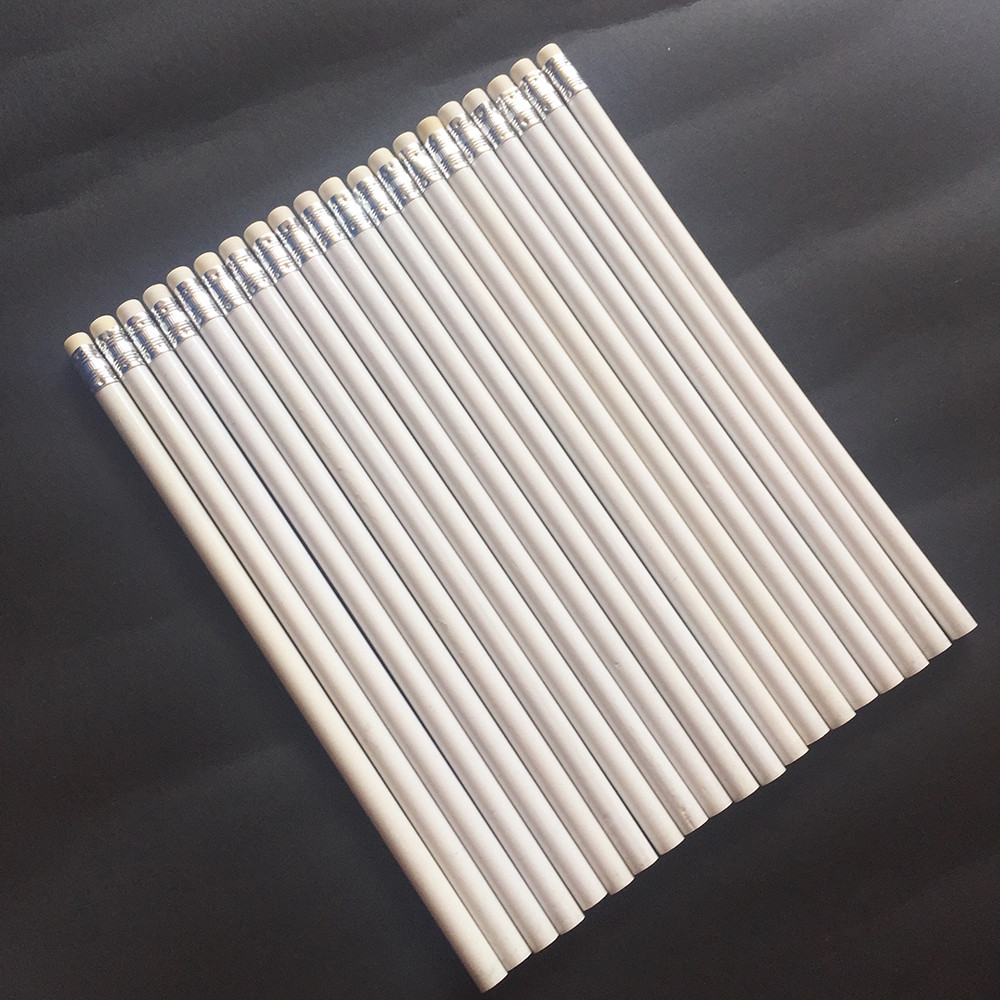 

100pcs Wooden Pencils HB White Pencil For School Items Supplies Kids Pencils With Erasers Cute Stationery Art Drawing Wholesale