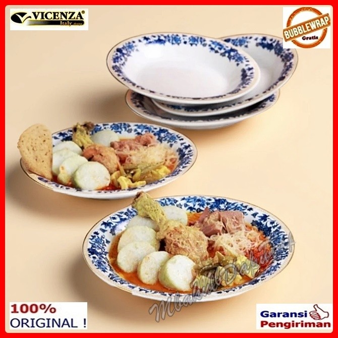Piring Makan Piring Keramik Piring Makan Keramik Piring Lontong Motif Per 6 Pc 9,25 Inch Vicenza SNI