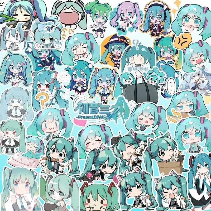 

100PCS Kawaii HatsuneMiku Stickers Cute Cartoon Decals Journaling Stationery Phone Case Laptop Waterproof Sticker Pack Toys