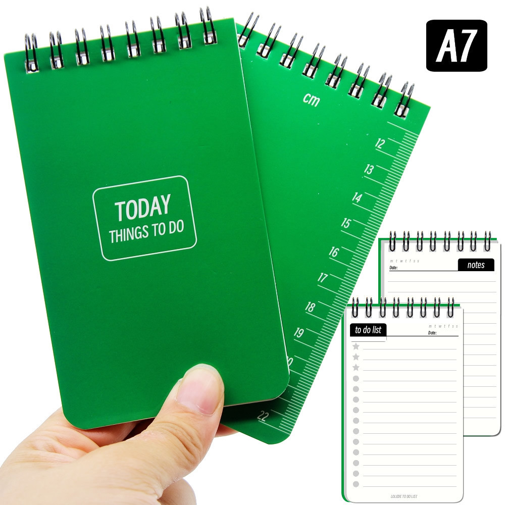 

LOLEDE 1/10Pcs Green A7 Mini Notebook To Do List Notebooks Notepad Sketchbook Diary Travelers Planner Binder Office Journal