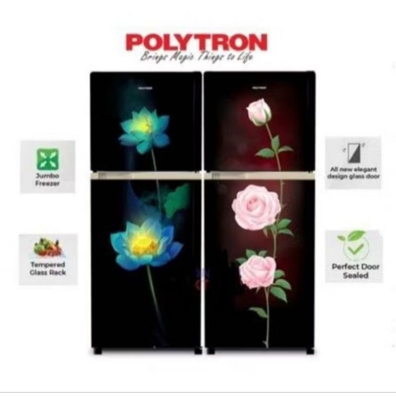 Kulkas Polytron PRM-23ORX | 2 pintu PRM23ORX 230RX bunga 220L mawar