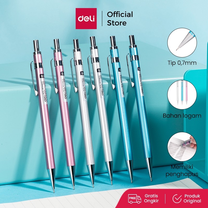 

Deli Metal Mechanical Pencil Pensil Cetek Bahan Logam Tip 0.5 mm, Daya Tahan Extra EU999