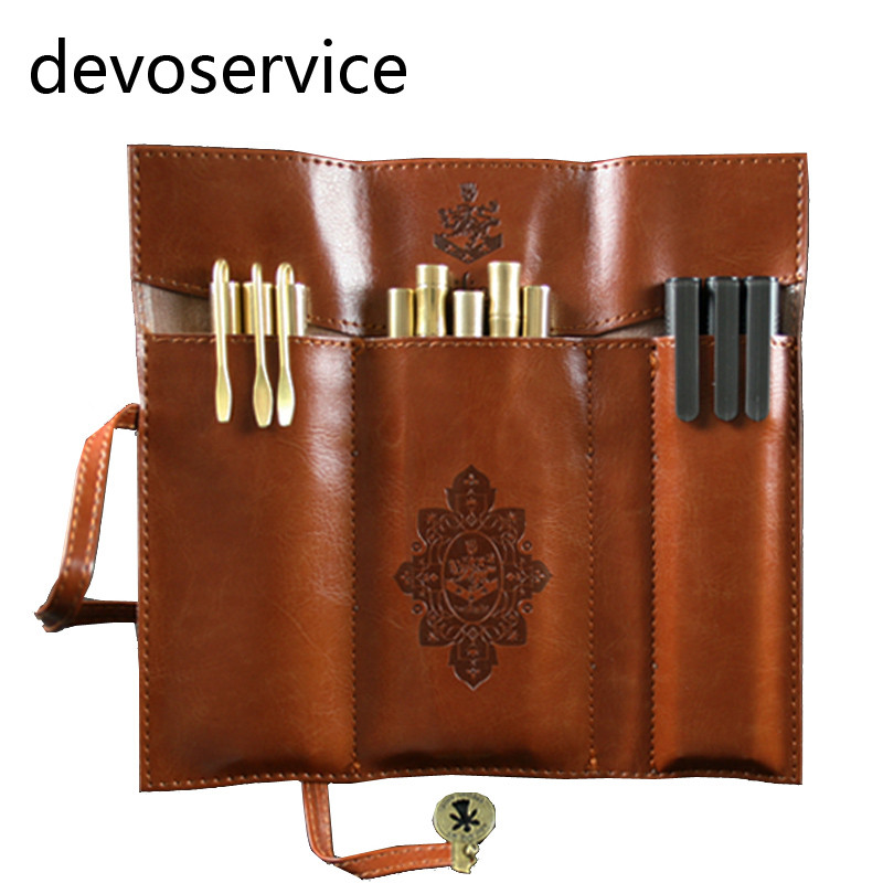 

Fashion Vintage PU Pencil Case Student Pencil Bag Waterproof Storage Bag Portable Kit School Supplies Korean Stationery