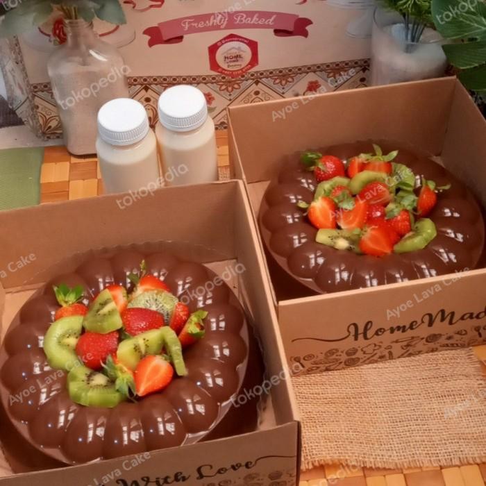 

Puding coklat topping buah ukuran 22cm vla vanilla