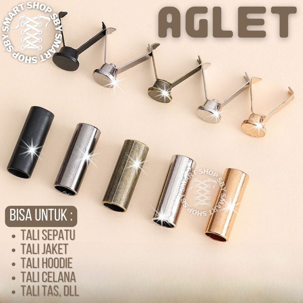 (AGLET) Aglet Besi Metal Super Keren Untuk Tali Sepatu Jaket Sweater Hoodie Celana Tas