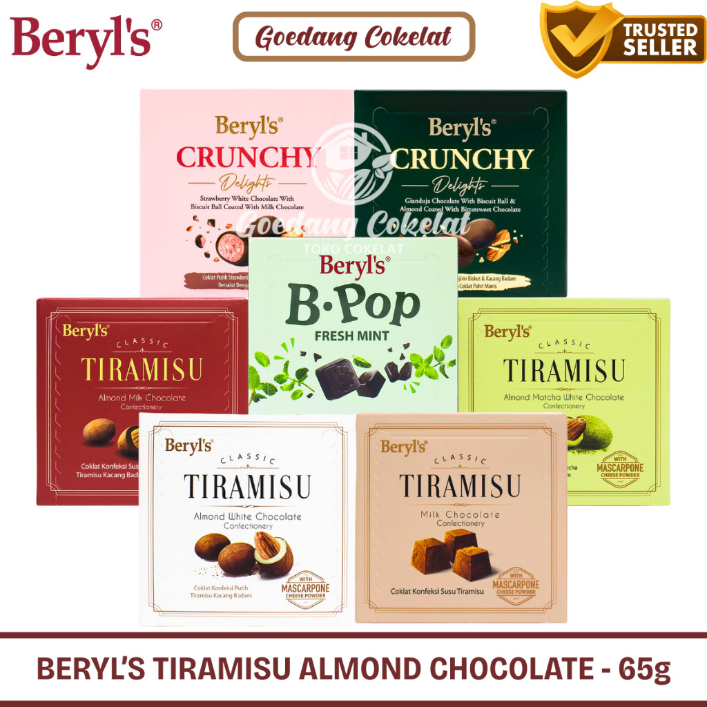 

Beryls Classic Tiramisu Almond Green Tea Milk White Chocolate 65g Coklat Malaysia