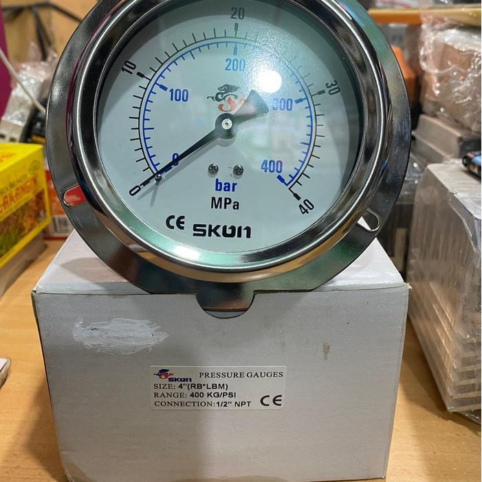 PRESSURE GAUGE PAYUNG STAINLESS SKON 4" inch 0 - 40MPa