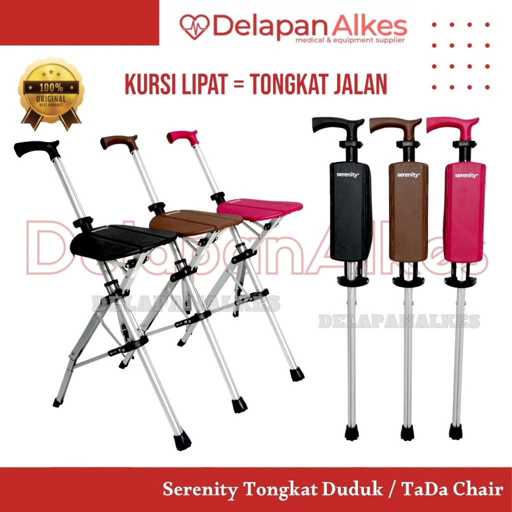 

Serenity OneHealth Tongkat Kursi Lipat Premium Folding Chair PP501 OH-TD01 Ringan Portable Aluminium