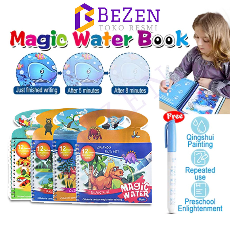 

BZ magic water book / water drawing / buku mewarnai anak magic pena air