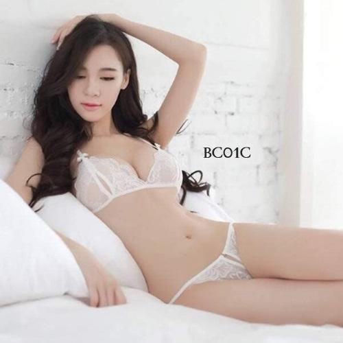 G String Sexy Lingerie Bra Cd Seksi Lace Dalaman Wanita Putih BC01C