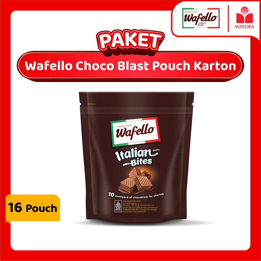 

Paket 1 Karton Wafer Wafello Italian Bites Cokelat Pouch