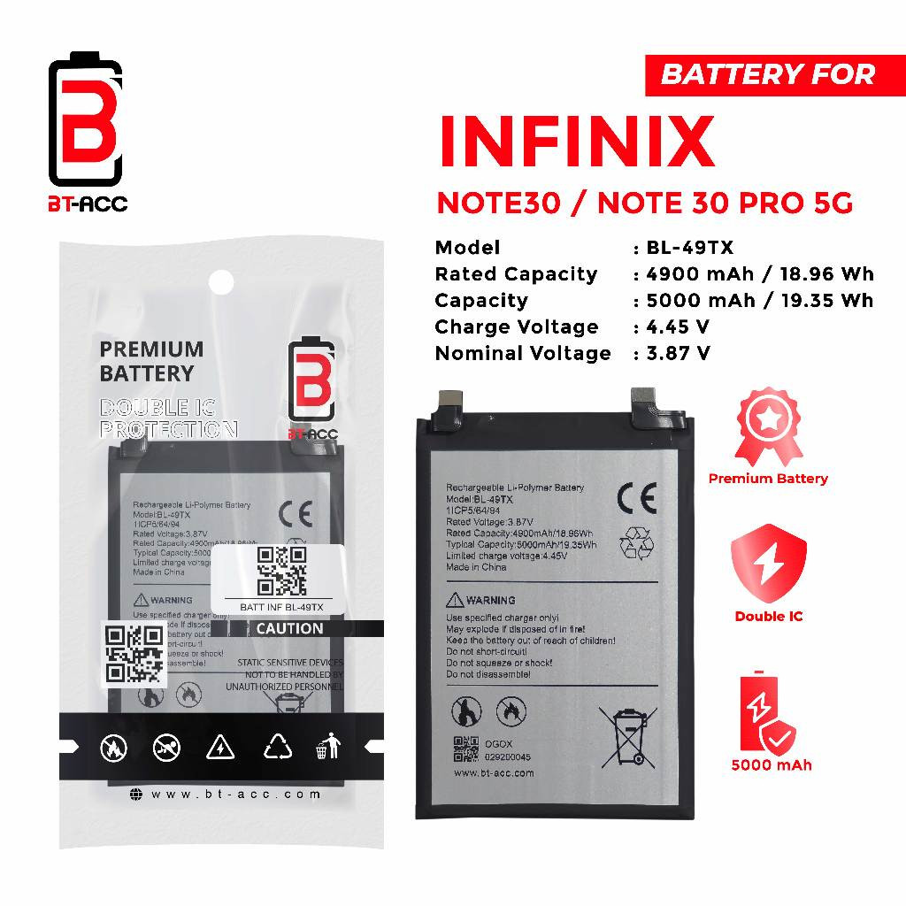 BT-ACC Baterai Infinix Note 30 BL-49TX Battery Infinix 30 Pro 5G BL49TX Batre BT-ACC Infinix