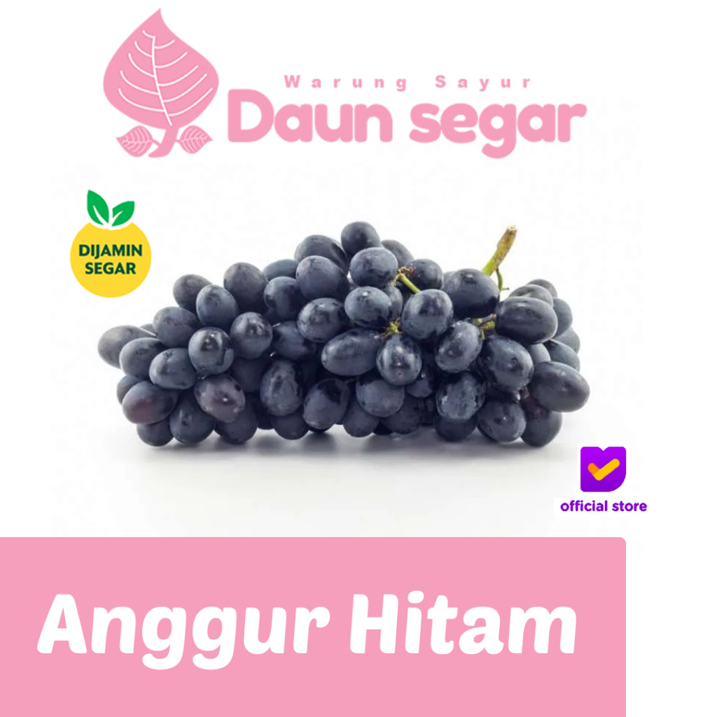 

Anggur Hitam Sweet Globe – Seedless & Premium Quality - Daun Segar