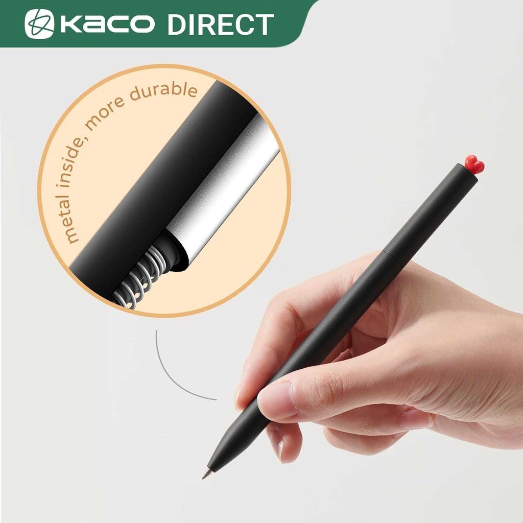 

Kaco Pena Pulpen Gel Dual Ballpoint Black Ink Heart Deco 0.5mm 1 PCS K1055 Quality