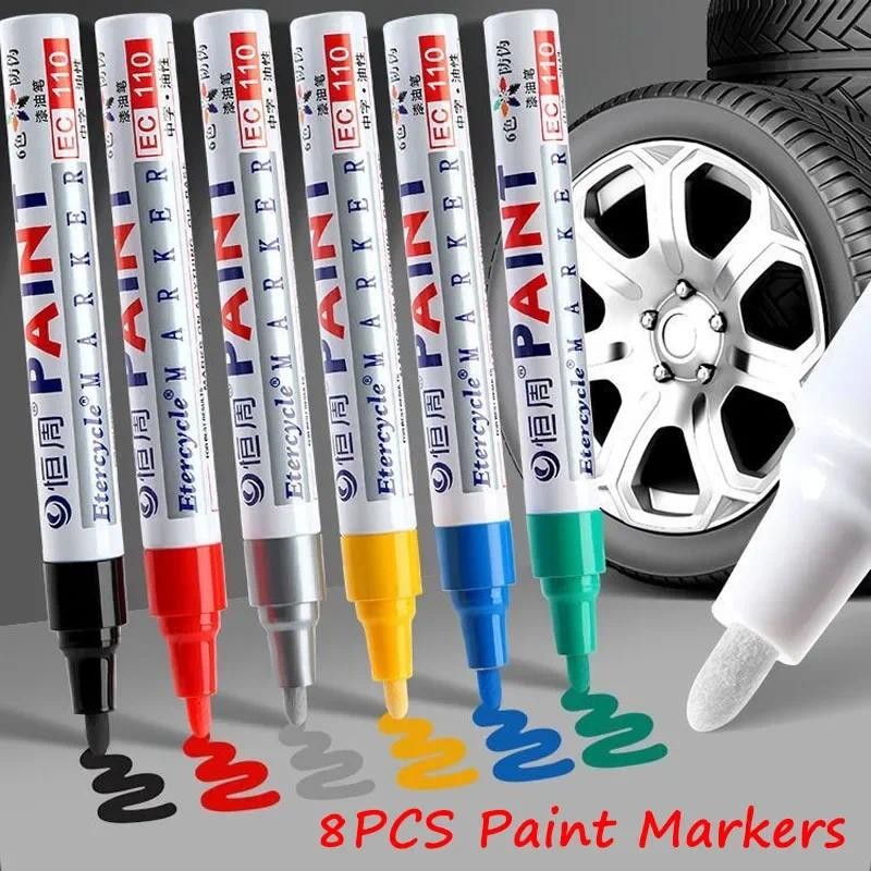 

8PCS Quick-Dry & Permanent Oil-Based Paint Marker Pens, Paint MarkersS Uitable for Metal Tire Wood, Canvas, Shells Rock Painting