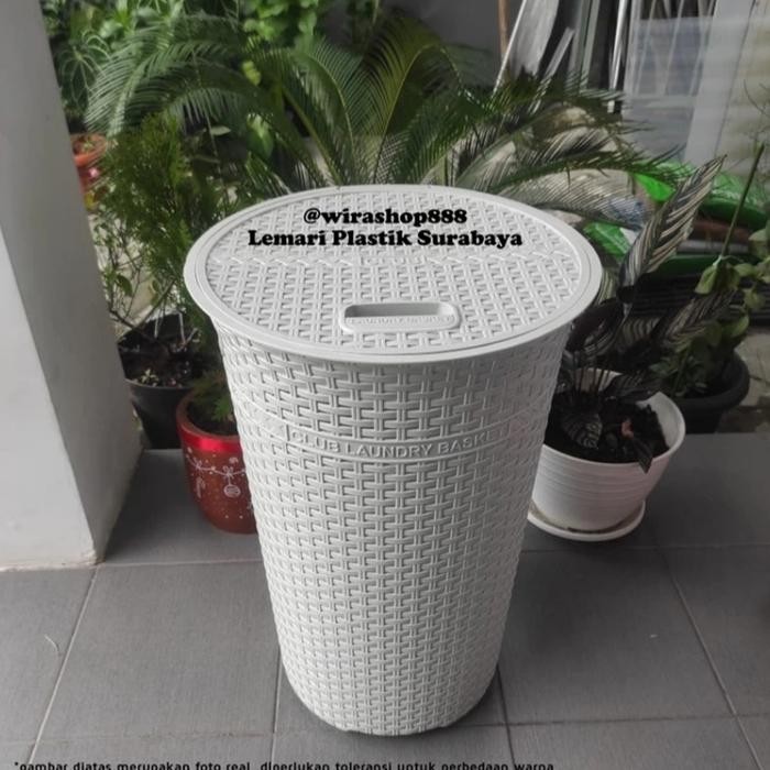 keranjang baju kotor keranjang laundry club plastik furniture - bulat putih