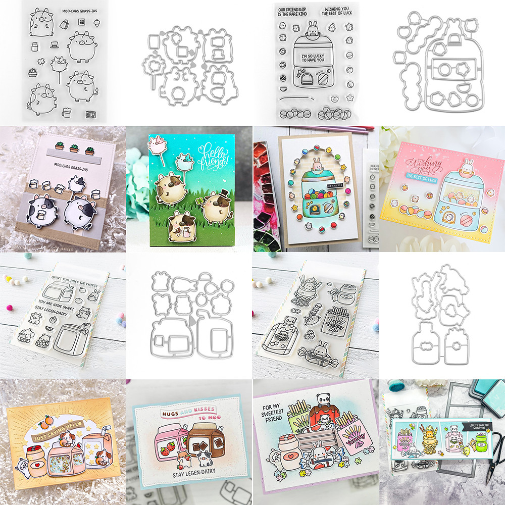 

Boxed Drinks Yummy Snacks Clear Stamp Set Lil Toy Machine Stamp for DIY Scrapbooking Decoration Album Create Cheerful Card Craft