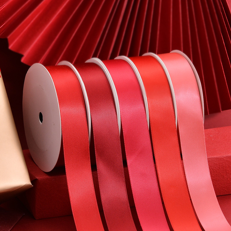 

YAMA 25 28 32 38 mm 100yards/lot Double Face Satin Ribbon Red 24 colors for Party Wedding Decoration Handmade Rose Ribbons