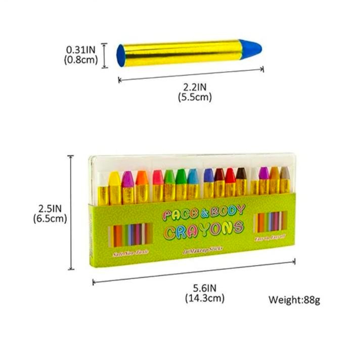 

16 Warna Crayon wajah dan badan Face painting anak make up kid crayon
