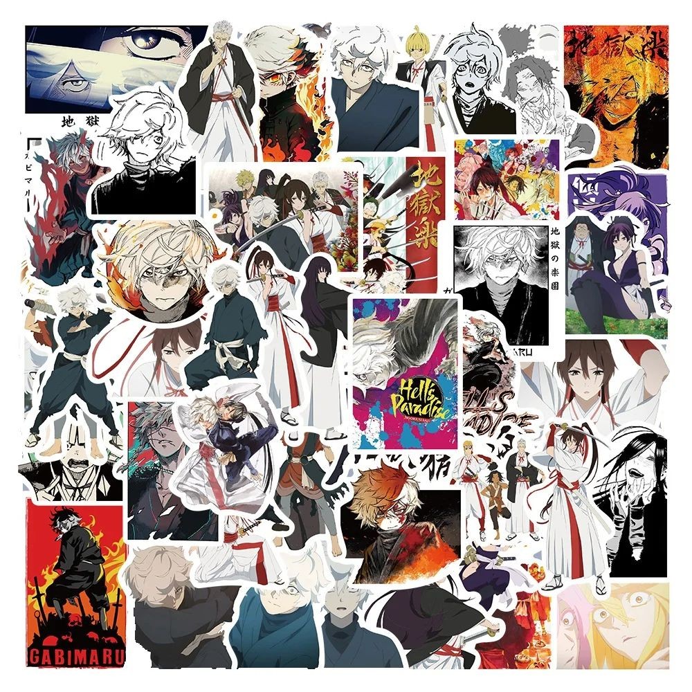 

50Pcs Hell's Paradise Stickers Anime Hells Paradise Gabimaru DIY Stickers Scrapbooking Phone Luggage Waterproof Decals