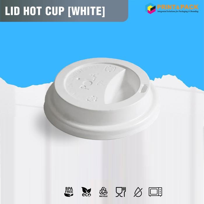 Terbaru Lid Paper Hot Cup / Tutup Gelas 12oz Warna Hitam / Putih isi 50pcs - Putih