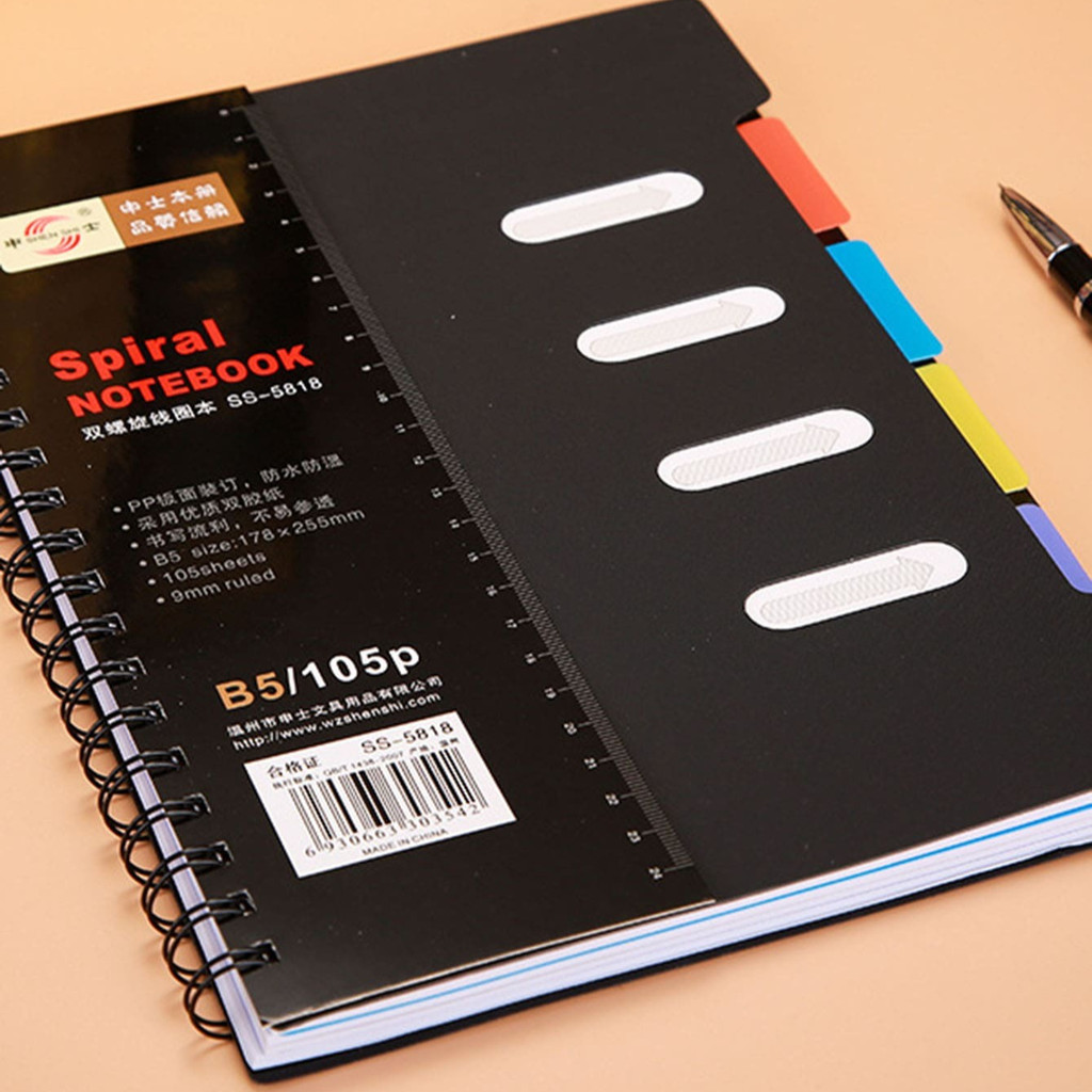 

Waterproof Spiral Notebook - Thick 105-Sheet/210-Page with Index Tabs, B5/A5/A6 Organizer for Office&Journal, Durable Coil Bound
