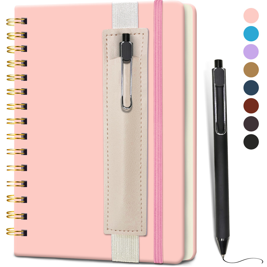 

Lined Spiral Journal, 5.7"x 8.27", 160 Pages/80 Sheets, Hardcover with Pen Holder & Pen, A5 Notebook for Writing, Note Taking