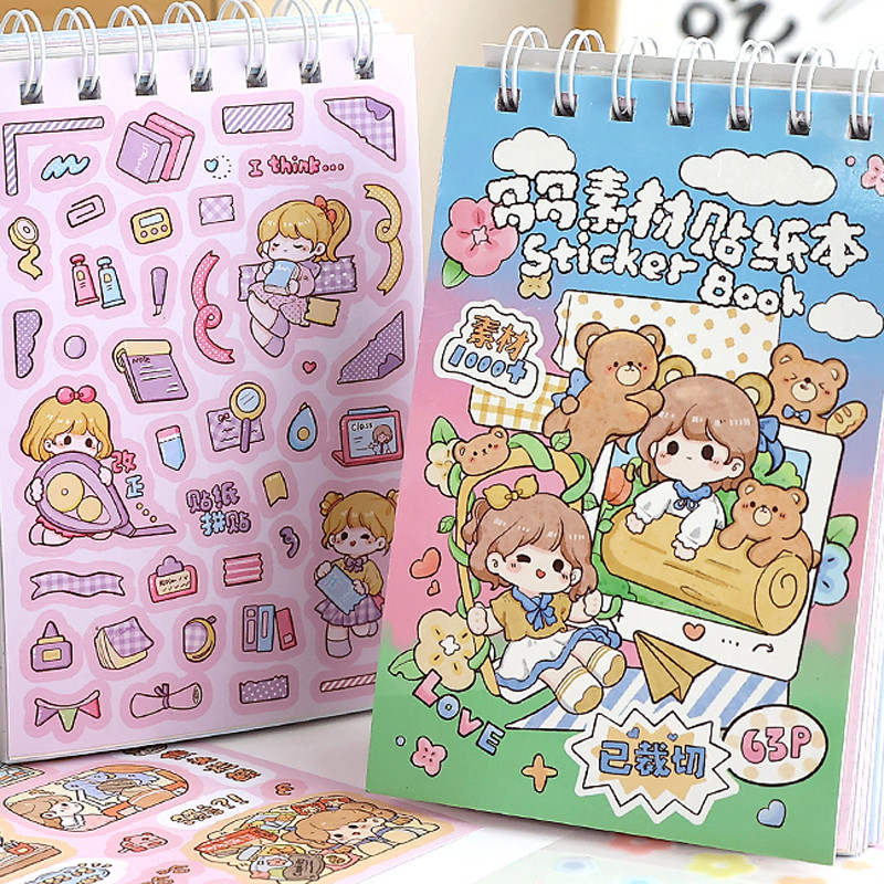 

Mr Paper 63pcs Dodo Material Sticker Book Little Girl Cute Mini Stickers DIY Handbook Notebook Kids Back to School Season Gifts