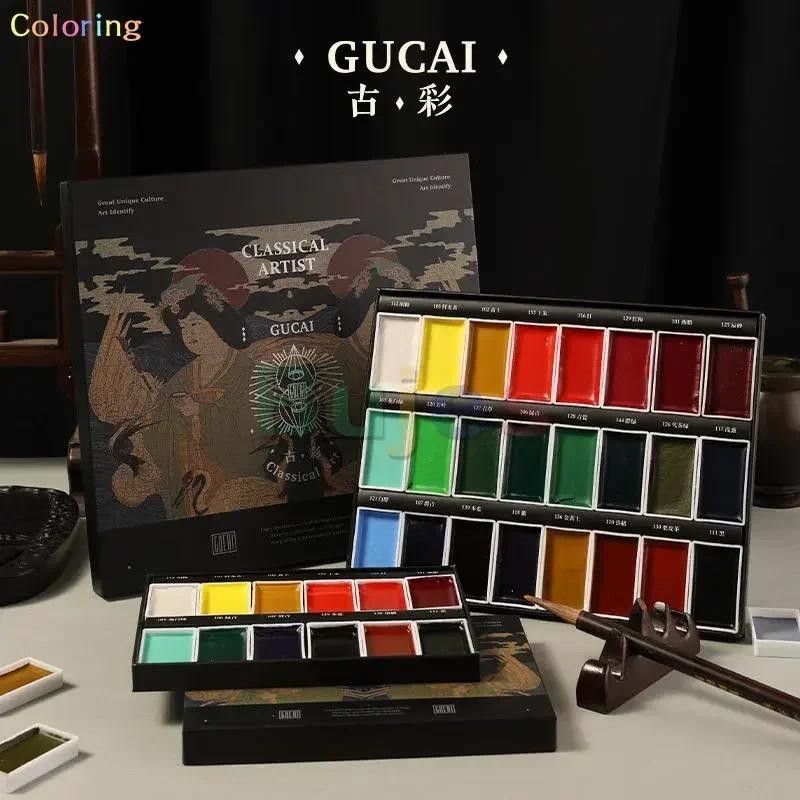 

Rubens Ancient Color Solid Water Color for Chinese Painting 12/24/36 Color Set Classical Chinese Landscape Painting Rich Pigment