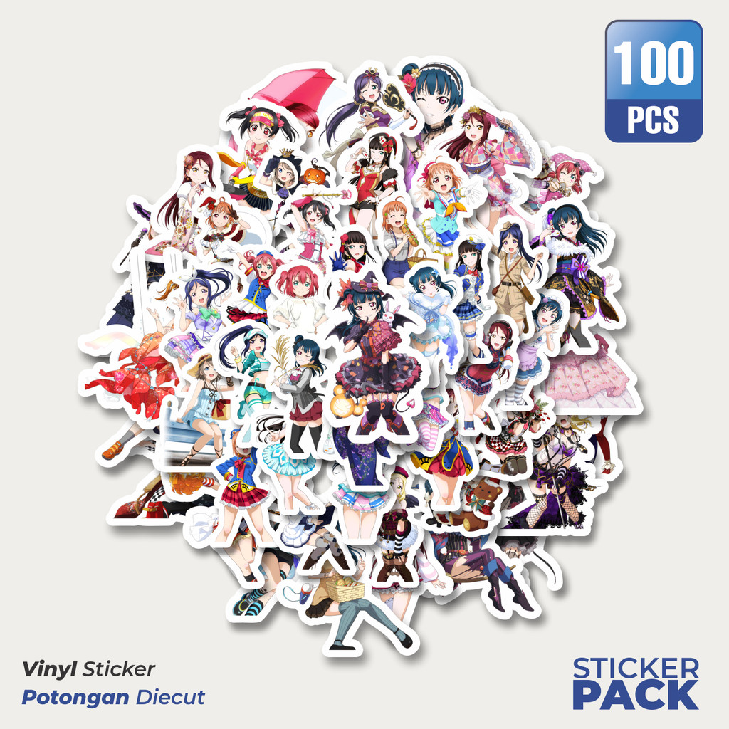 

MURAH 100 PCS Stiker Anime Series Love Live Character Mix 2 Waterproof Aesthetic- Untuk Laptop, Motor, dan Helm - Paper Stationery Pack
