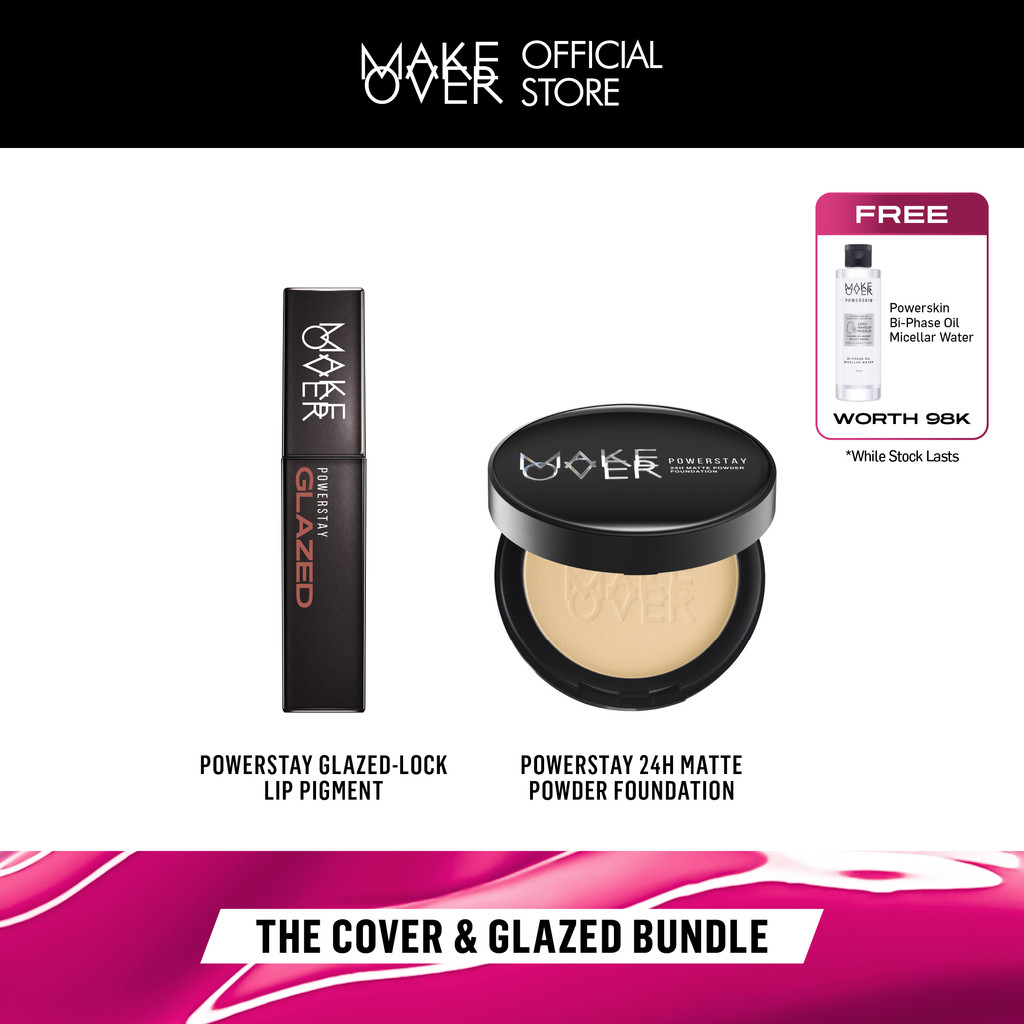MAKE OVER The Powder and Glazed: Powerstay 24H Matte Powder Foundation + Powerstay Glazed Lock Lip P