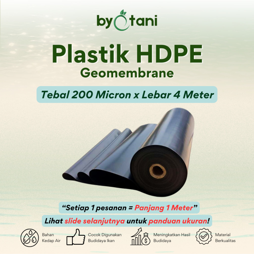 Plastik HDPE Geomembrane Tebal 200 Micron Lebar 4 Meter