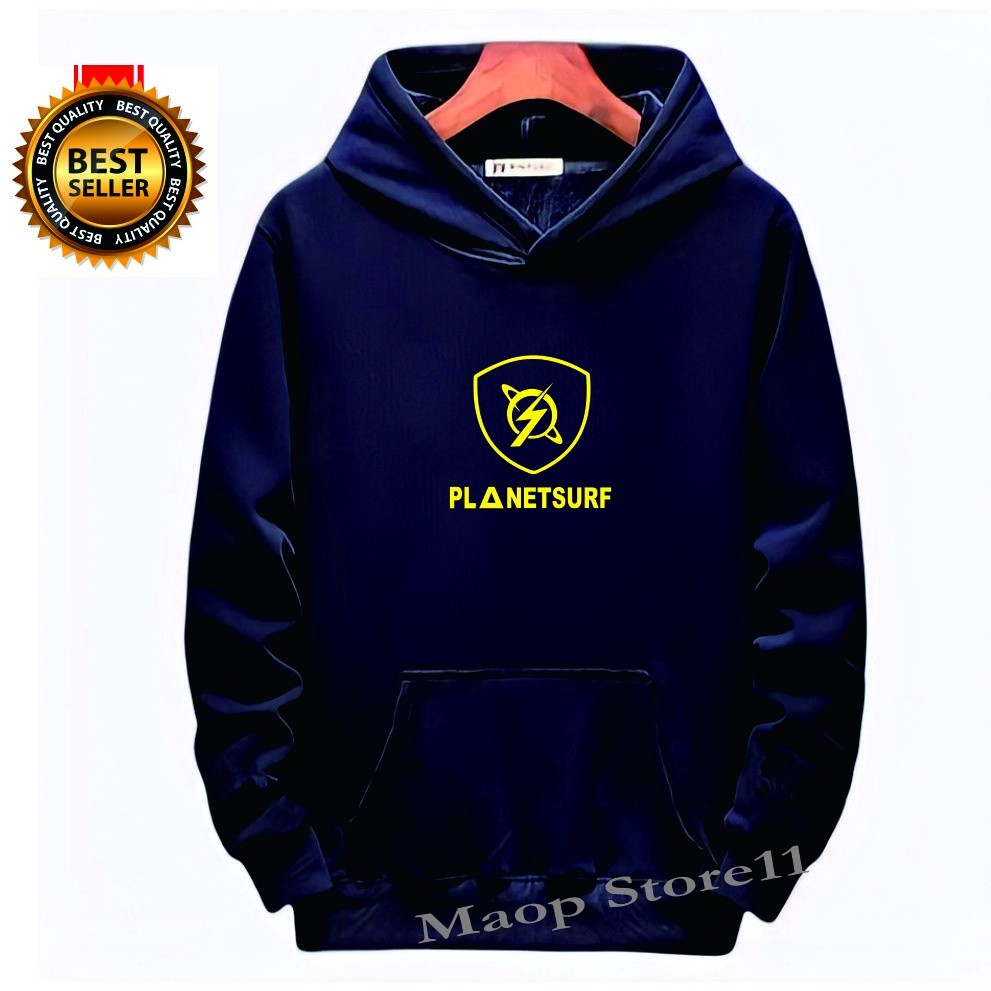 Zona Sweater Hoodie  Pria & Wanita | PLANET SURF | Sablonan Logo Yellow. Premium Quality