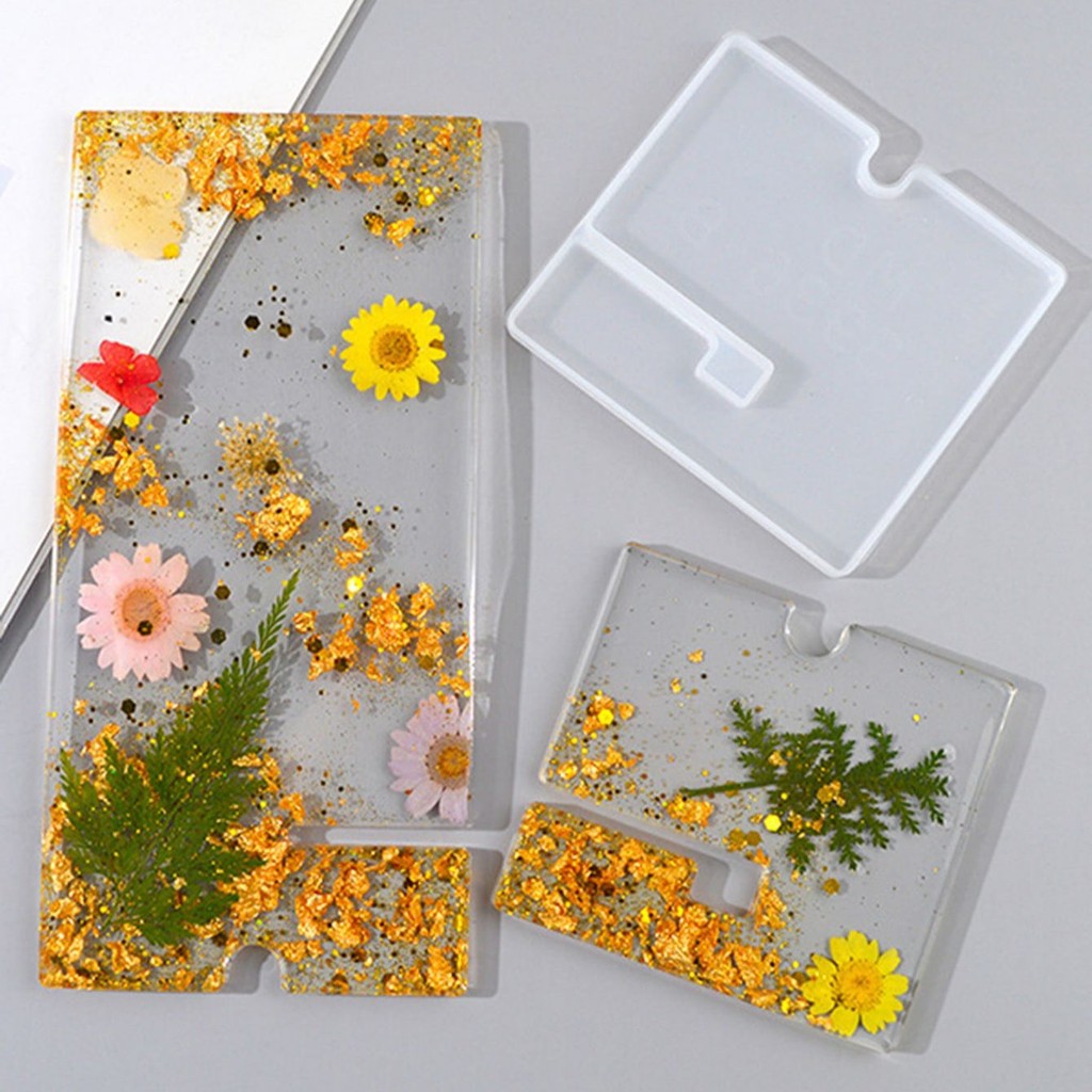 

DIY Crystal Epoxy Resin Mold Simple Mobile Phone Holder Decoration Simple Universal Swing Table Silicone Mold