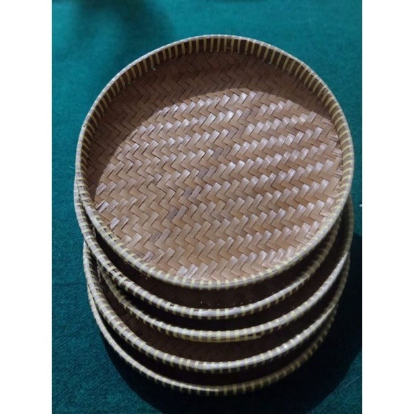 Tampah Bambu 30CM Tali Kuning Tampah Mini Tambir Bambu