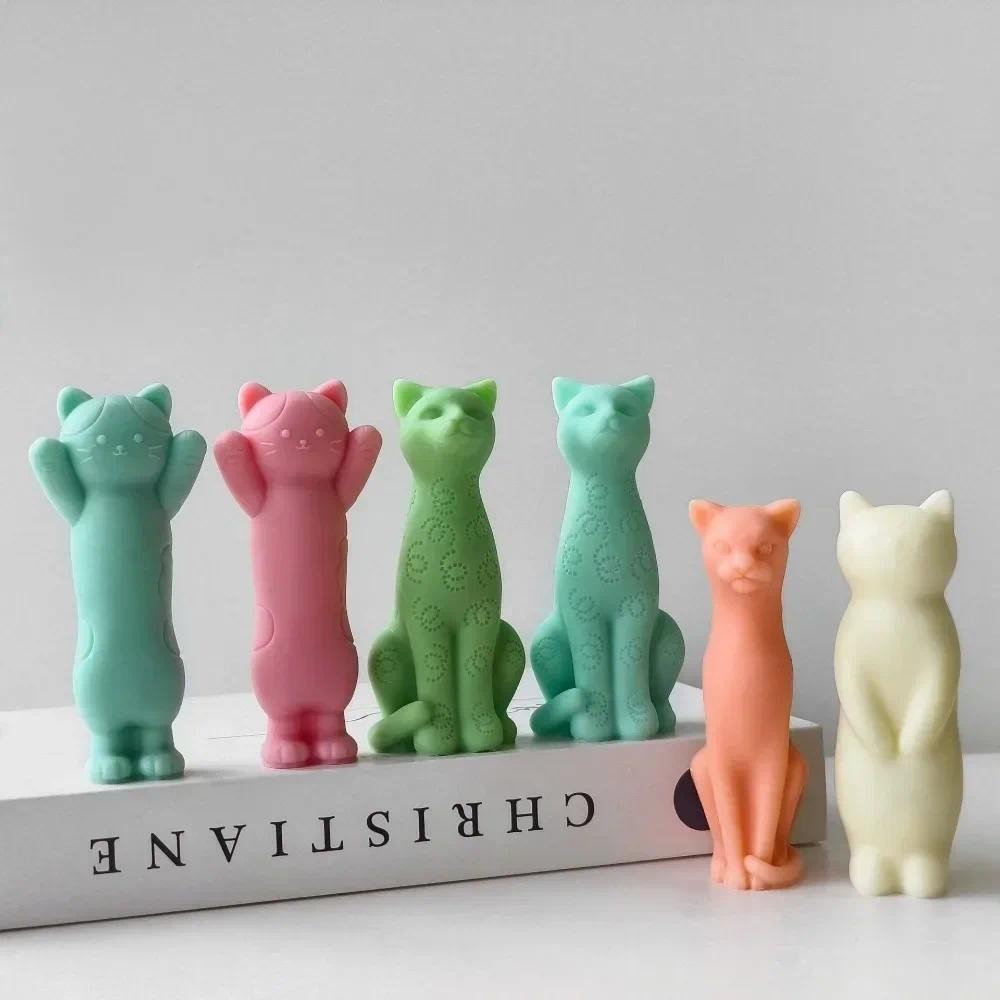 

Standing Kitten Candle Making Mould Animal Cat Cartoon Soap Silicone Molds Animal Baby Room Decor Gypsum Birthday Handmade Gifts