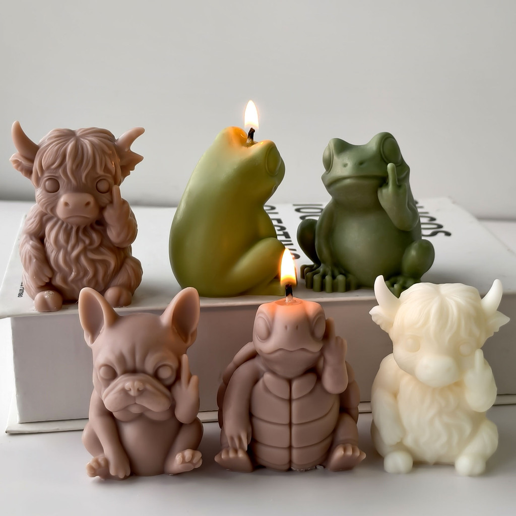 

3D Animal Candle Silicone Mold DIY Dog Frog Wax Mold Plaster Decor Craft Home Aroma Diffuser Gift Making
