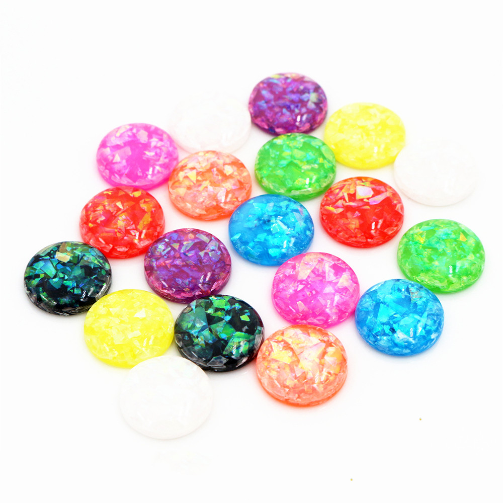 

6mm 8mm 10mm 12mm 14mm 16mm 18mm 20mm New Fashion Mix Color Built-in metal foil Flat back Resin Cabochons Cameo