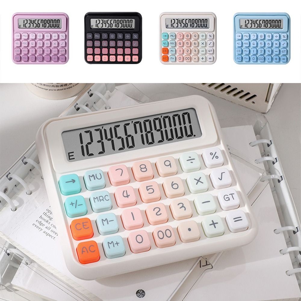 

Cute 12 Digits Calculator Candy Color Portable Finance Calculator Prevent Slipping Battery Operated Student Calculator