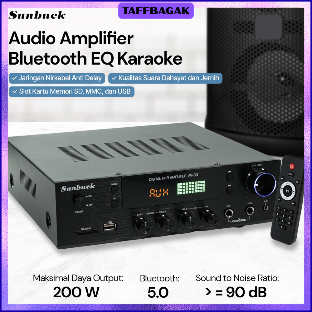 Sunbuck Audio Amplifier Bluetooth EQ Karaoke FM Radio 200W - AV-80
