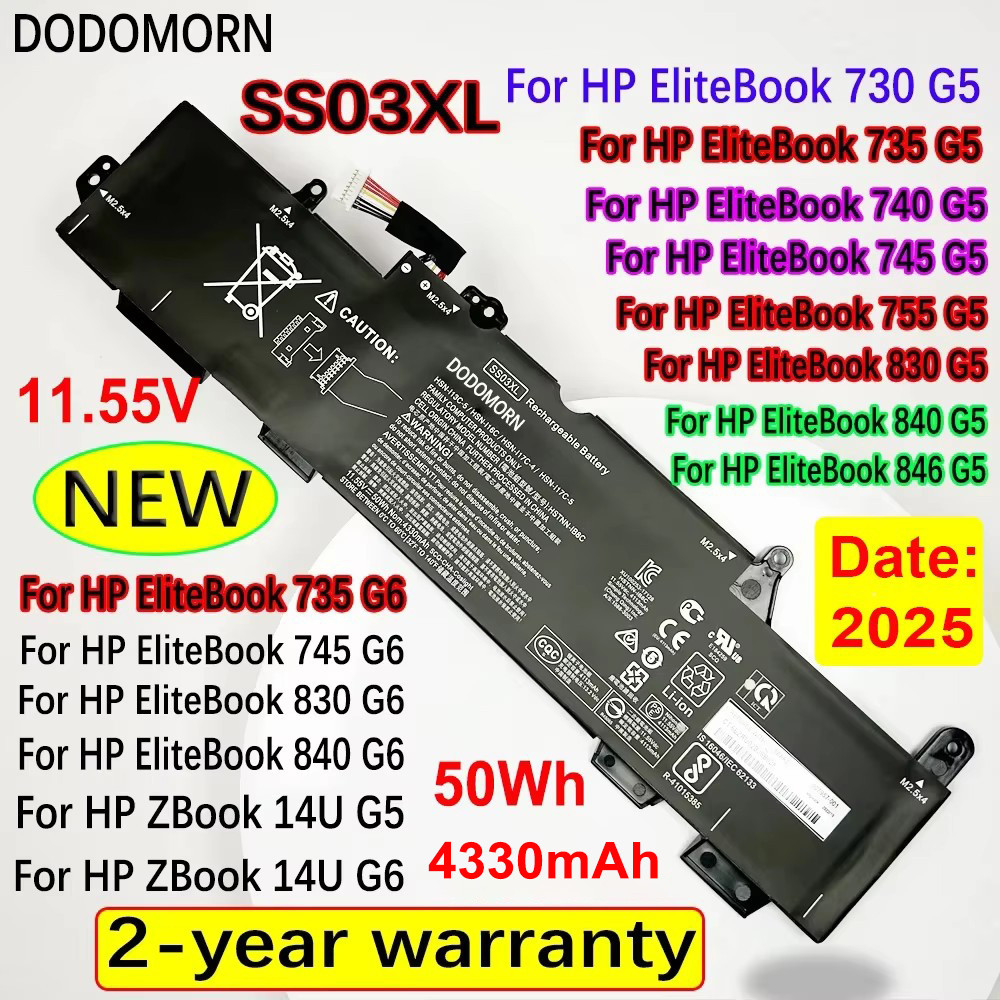 DODOMORN SS03XL Laptop Battery For HP EliteBook 730 735 740 745 755 830 840 846 G5 For HP ZBook 14U 