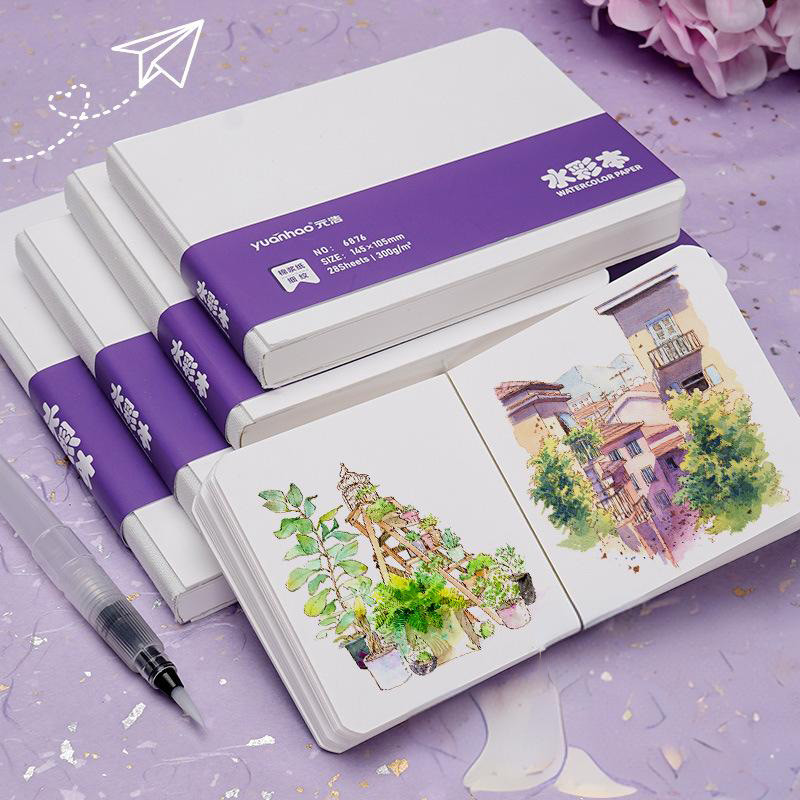 

Watercolor paper painting book thick paper GSM300g square portable pocket book sketch cotton pulp watercolor drawing book