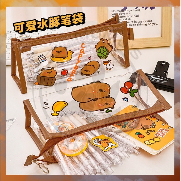 

ML Tempat Pensil Plastik Large-Capacity Tas Transparan Kapibara Pencil Case Kotak / Kosmetik S-PC011