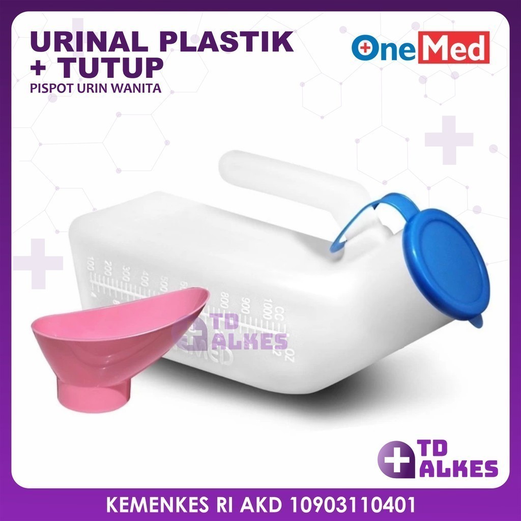 Onemed Urinal Perempuan dengan Tutup Pispot Tempat Buang Air Kecil Dewasa Wadah Pipis Kencing Urin P