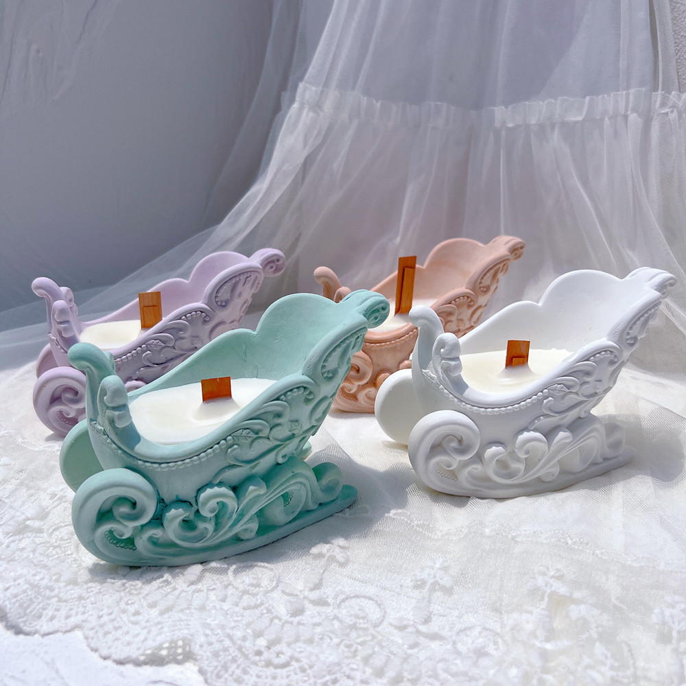 

Sleigh Silicone Candle Mold for Candle Holder Tea Light Cement Candlestick Jar Gypsym Concrete Succulent Planter Mould