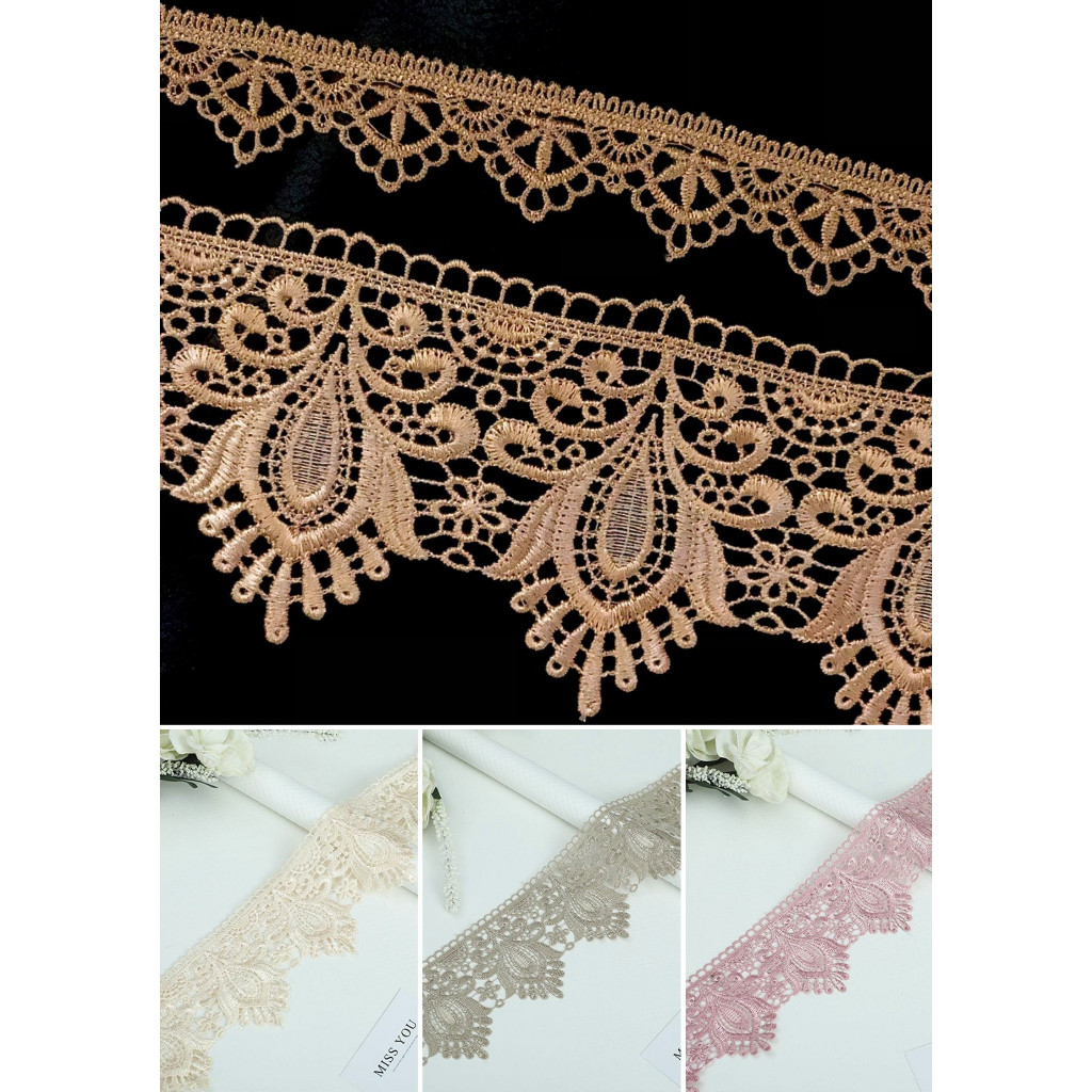 Renda giper bordir/Renda Octopus gyper bordir lebar untuk pinggiran gamis/taplak meja/ dress dll